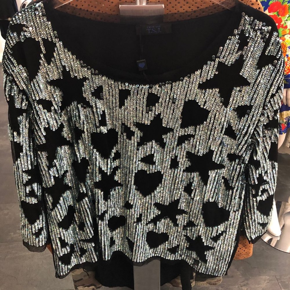 Twinset Star and Heart Sequin Blouse